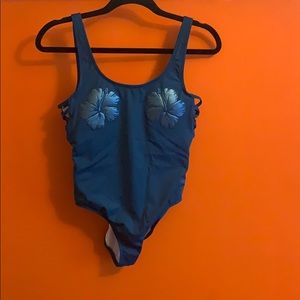 One piece, green PINK bathing suit, small